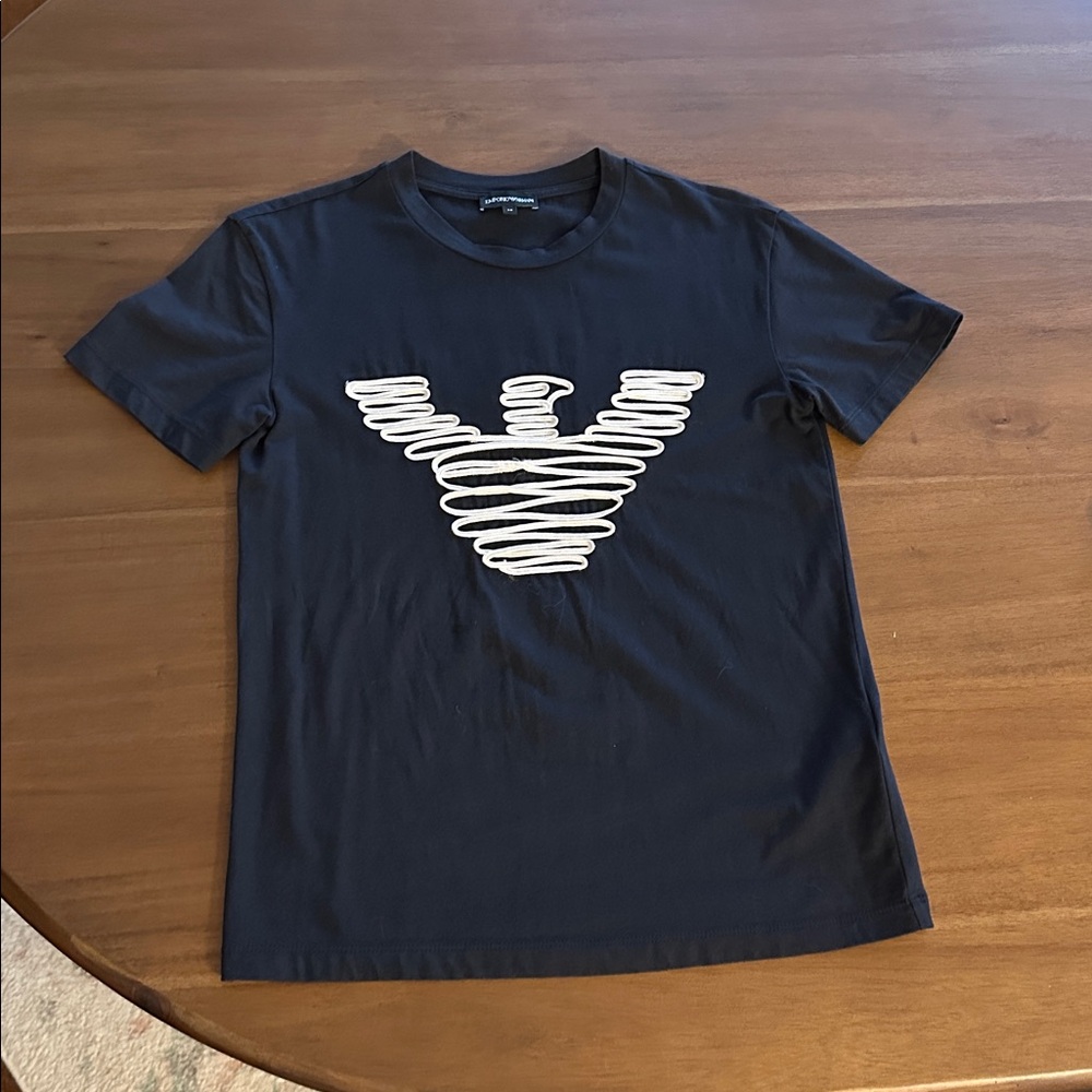 Emporio Armani Dark Blue Tee with White Logo